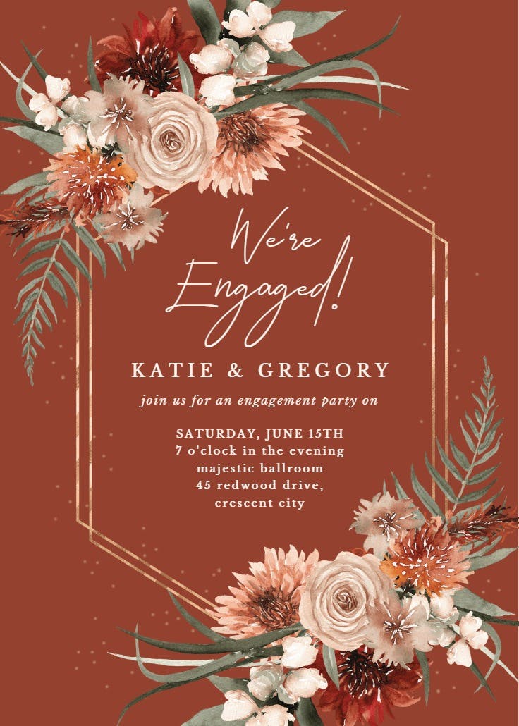 Terracotta frame - engagement party invitation